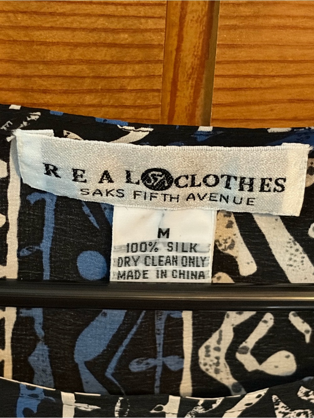 REAL CLOTHES by Saks Fifth Avenue Black and Blue Silk Tank Top